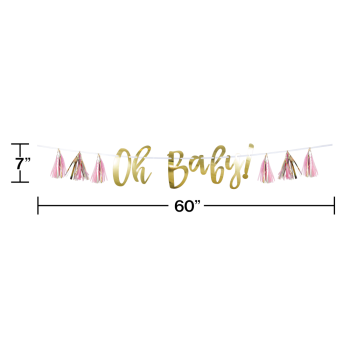 Picture of DECOR - OH BABY PINK AND GOLD TASSEL GARLAND