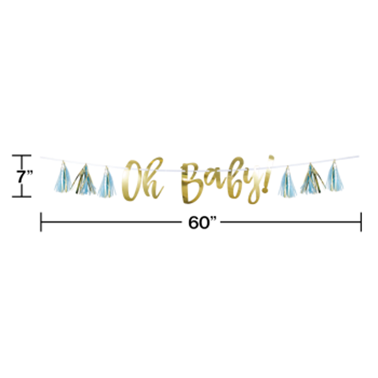 Image sur DECOR - OH BABY BLUE AND GOLD TASSEL GARLAND