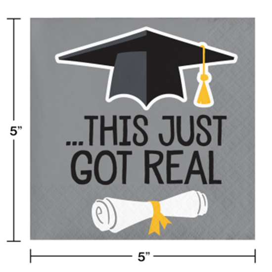 Image sur TABLEWARE - JUST GOT REAL GRADUATION - BEVERAGE NAPKINS