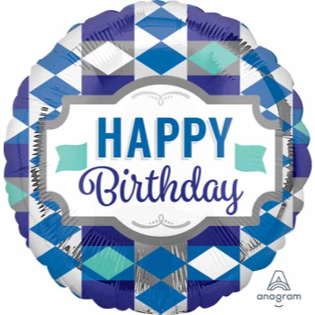 Picture of 18" FOIL - HAPPY BIRTHDAY CHECKERED