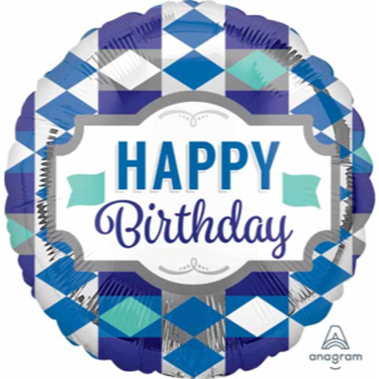 Picture of 18" FOIL - HAPPY BIRTHDAY CHECKERED