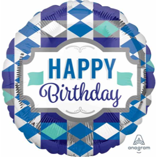 Image sur 18" FOIL - HAPPY BIRTHDAY CHECKERED