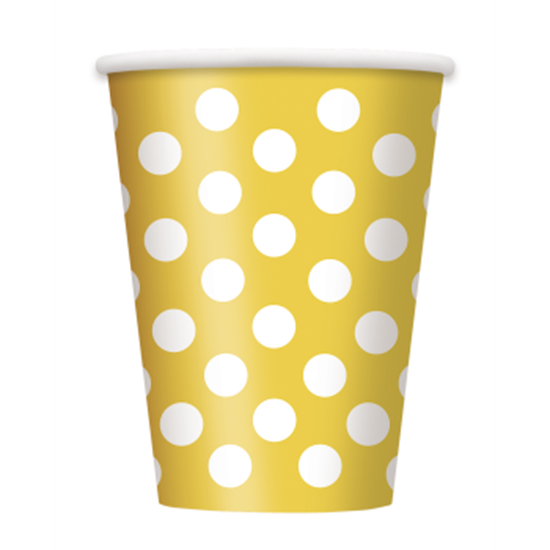 Picture of YELLOW DOTS  12OZ CUPS