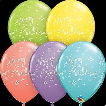 Image de HELIUM FILLED SINGLE 11" BALLOON - PRINTED - HAPPY BIRTHDAY - PASTEL ASSORTED