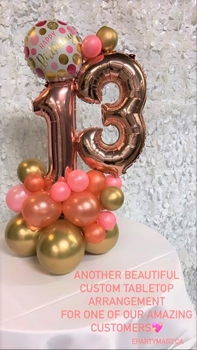 Image de 1 JUNIOR MARQUEE - 2 FOIL 16" NUMBERS - ON BASE OF 5" LATEX AND 1 MINI FOIL