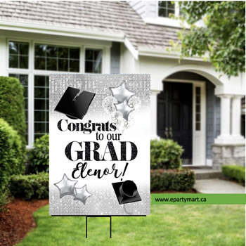 Picture of LAWN YARD SIGN - GRAD SILVER - ADD A NAME