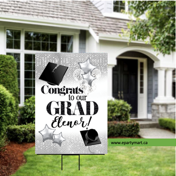 Image de LAWN YARD SIGN - GRAD SILVER - ADD A NAME