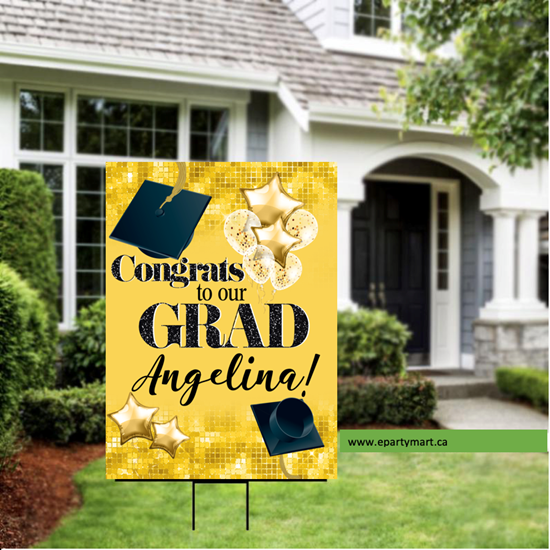 Image sur LAWN YARD SIGN - GRAD GOLDEN - ADD A NAME