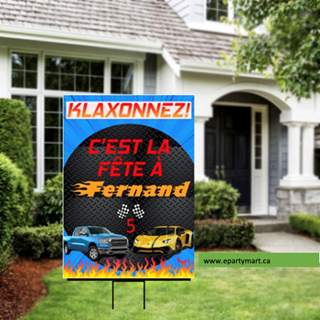 Image de LAWN YARD SIGN - ANY BIRTHDAY - FAST CARS (HOT WHEELS INSPIRED) - PERSONALIZED