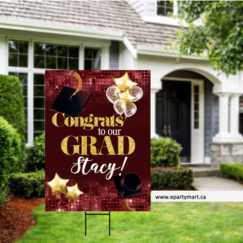 Picture of LAWN YARD SIGN - GRAD BURGUNDY - ADD A NAME