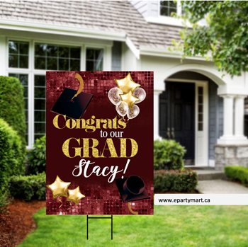 Image de LAWN YARD SIGN - GRAD BURGUNDY - ADD A NAME