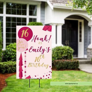 Image de LAWN YARD SIGN - ANY BIRTHDAY PINK - PERSONALIZE