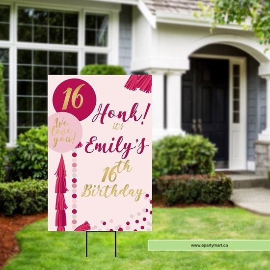 Image sur LAWN YARD SIGN - ANY BIRTHDAY PINK - PERSONALIZE