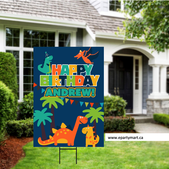 Picture of LAWN YARD SIGN - ANY BIRTHDAY - DINOSAUR PERSONALIZED