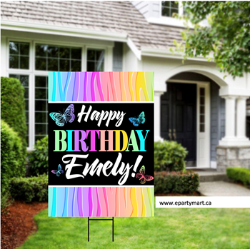 Image de LAWN YARD SIGN - ANY BIRTHDAY - BUTTERFLY PERSONALIZE