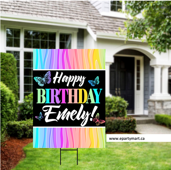 Picture of LAWN YARD SIGN - ANY BIRTHDAY - BUTTERFLY PERSONALIZE