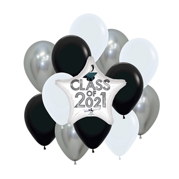 Picture of 1 GRAD COMBO - (12) HELIUM FILLED LATEX + (1) 18" FOIL ON WEIGHT