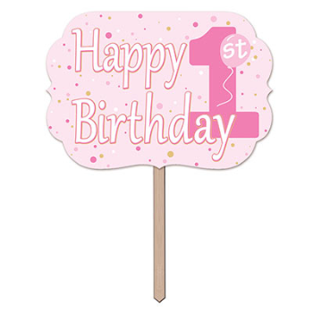 Image de DECOR - 1st BIRTHDAY YARD SIGN - PINK