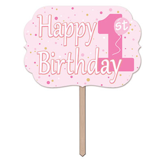Picture of DECOR - 1st BIRTHDAY YARD SIGN - PINK