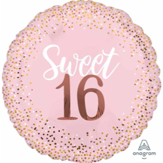 Image sur 16th BLUSH FOIL JUMBO SUPERSHAPE - SWEET SIXTEEN