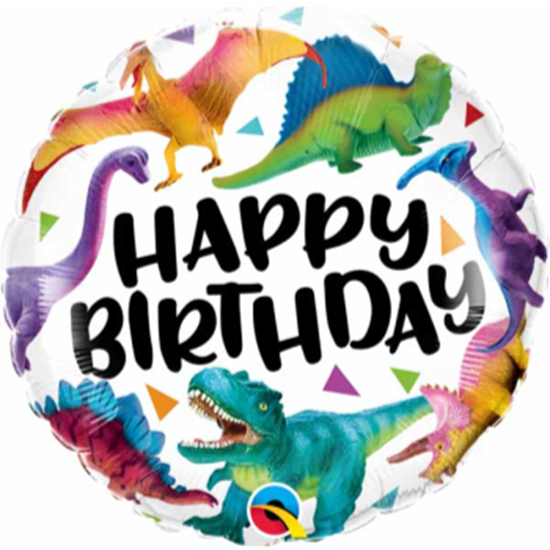 Image sur 18" FOIL - COLORFUL DINOSAURS BIRTHDAY