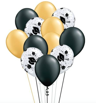 Image de 1 GRAD COMBO - (8) HELIUM FILLED PLAIN LATEX - (4) PRINTED