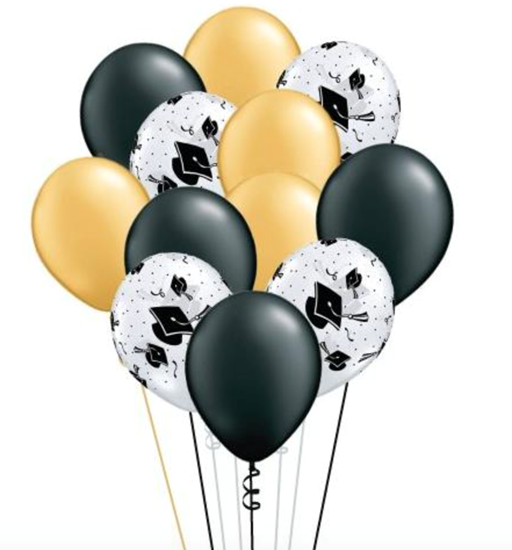 Image sur 1 GRAD COMBO - (8) HELIUM FILLED PLAIN LATEX - (4) PRINTED