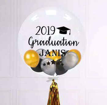 Picture of 1 GRAD PERSONALIZED PRINT - WITH 5" INSIDE/TASSEL NECK - HELIUM