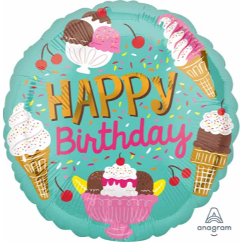 Image de 18" FOIL - HAPPY BIRTHDAY ICE CREAM PARTY