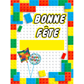 Picture of LAWN YARD SIGN - ANY BIRTHDAY - LEGO "WRITE A NAME" - FRENCH