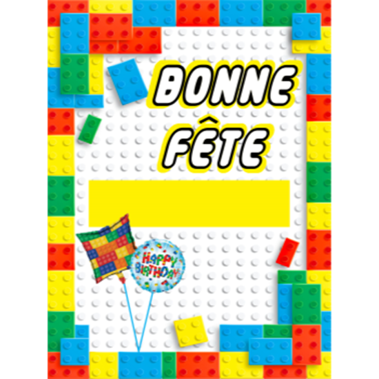 Picture of LAWN YARD SIGN - ANY BIRTHDAY - LEGO "WRITE A NAME" - FRENCH