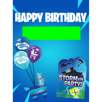 Image de LAWN YARD SIGN - ANY BIRTHDAY - BATTLE ROYAL "INSPIRED BY FORTNITE" LIME "WRITE A NAME"