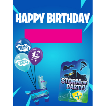 Image de LAWN YARD SIGN - ANY BIRTHDAY - BATTLE ROYAL "INSPIRED BY FORTNITE" PINK "WRITE A NAME"