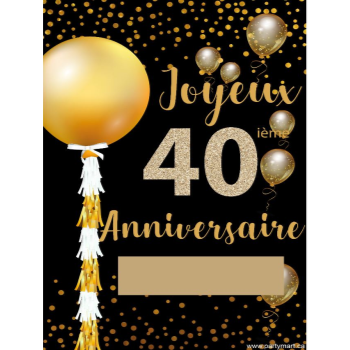 Image de 40th - LAWN YARD SIGN - 40TH SPARKLING "WRITE A NAME" FRENCH