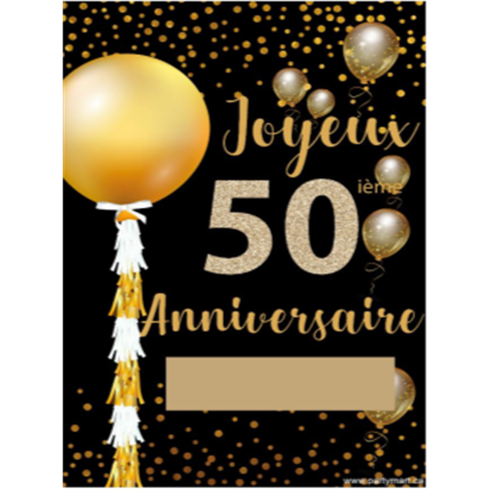 Image sur 50th - LAWN YARD SIGN - 50TH SPARKLING "WRITE A NAME" FRENCH