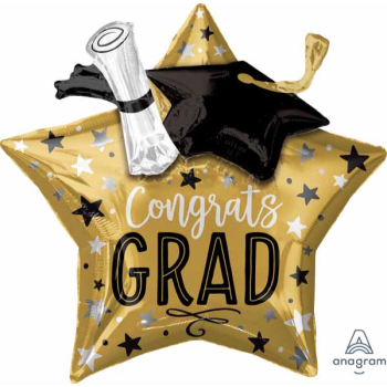 Image de 28" FOIL - GRAD STAR CAP DIPLOMA SUPERSHAPE