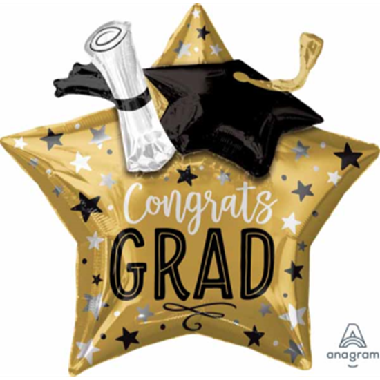 Image sur 28" FOIL - GRAD STAR CAP DIPLOMA SUPERSHAPE