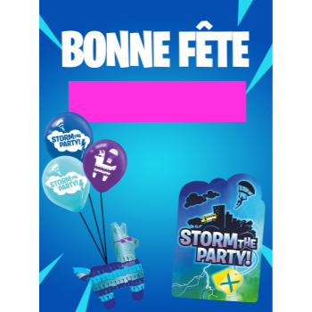 Image de LAWN YARD SIGN - ANY BIRTHDAY - BATTLE ROYAL "INSPIRED BY FORTNITE" PINK "WRITE A NAME" - FRENCH