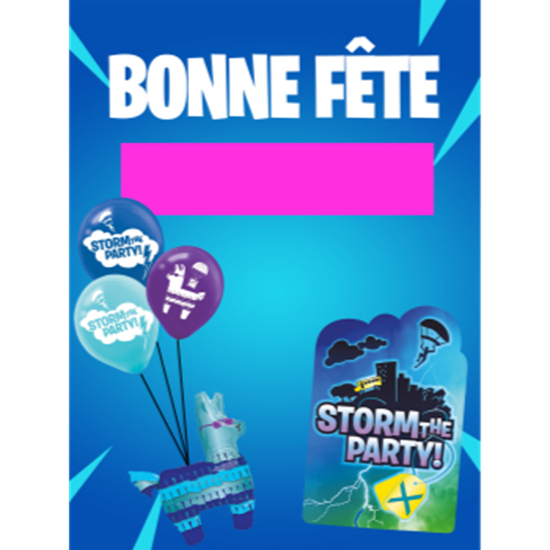 Image sur LAWN YARD SIGN - ANY BIRTHDAY - BATTLE ROYAL "INSPIRED BY FORTNITE" PINK "WRITE A NAME" - FRENCH