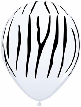 Picture of HELIUM FILLED SINGLE 11" BALLOON - PRINTED -  ANIMAL PRINT - ZEBRA