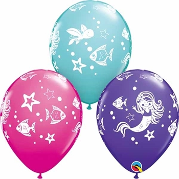 Image de HELIUM FILLED SINGLE 11" BALLOON - PRINTED -  MERMAID