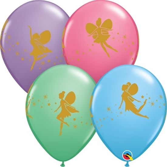 Picture of HELIUM FILLED SINGLE 11" BALLOON - PRINTED -  FAIRIES AND SPARKLE