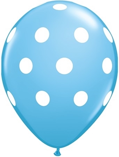 Picture of HELIUM FILLED SINGLE 11" BALLOON - PRINTED -  GENDER REVEAL - BLUE POLKA DOTS
