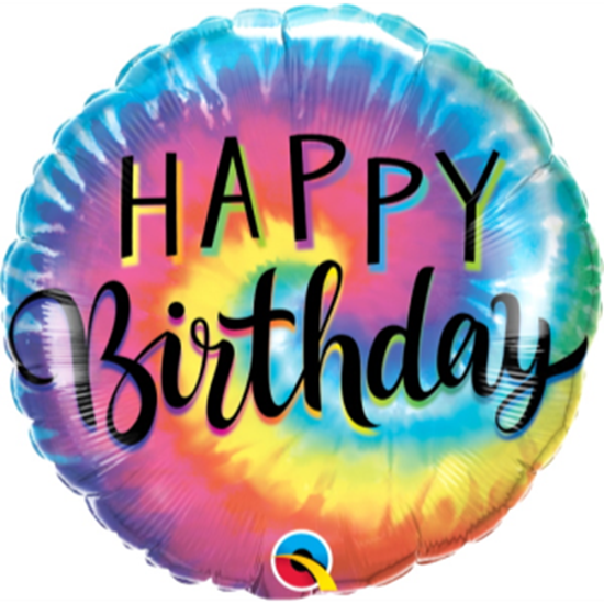 Picture of 18" FOIL - BIRTHDAY TIE DYE SWIRLS 