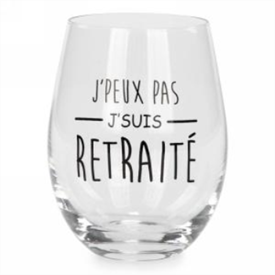 Image sur DECOR - J'SUIS RETRAITÉ STEMLESS WINE GLASS