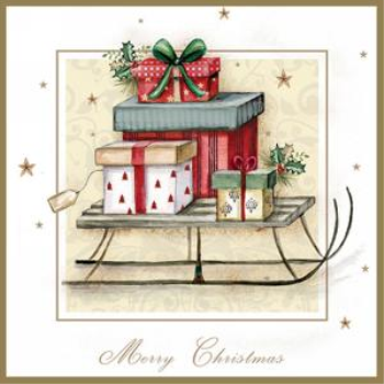 Image de TABLEWARE - PRESENTS ON A SLED LUNCHEON NAPKINS