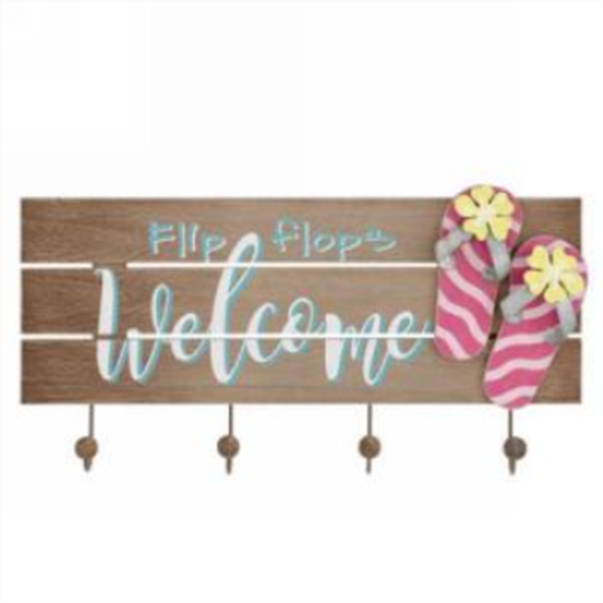 Image sur DECOR - WELCOME FLIP FLOPS WALL HOOK PLAQUE