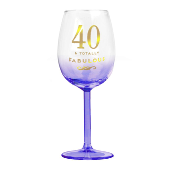 Image de 40TH WINE GLASS - TOTALLY FABULOUS LIGHT BLUE