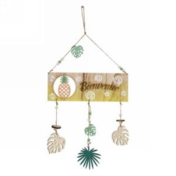 Picture of DECOR - BIENVENUE HANGING PLAQUE WITH LEAVES