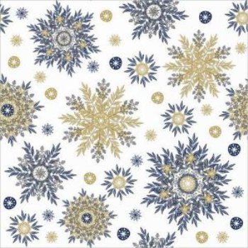 Image de TABLEWARE - SNOWFLAKES BLUE AND GOLD LUNCHEON NAPKINS